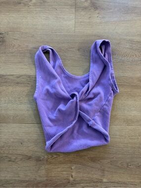 Urban Outfitters Lavender Reversible Ribbed Twist-Front Crop Top